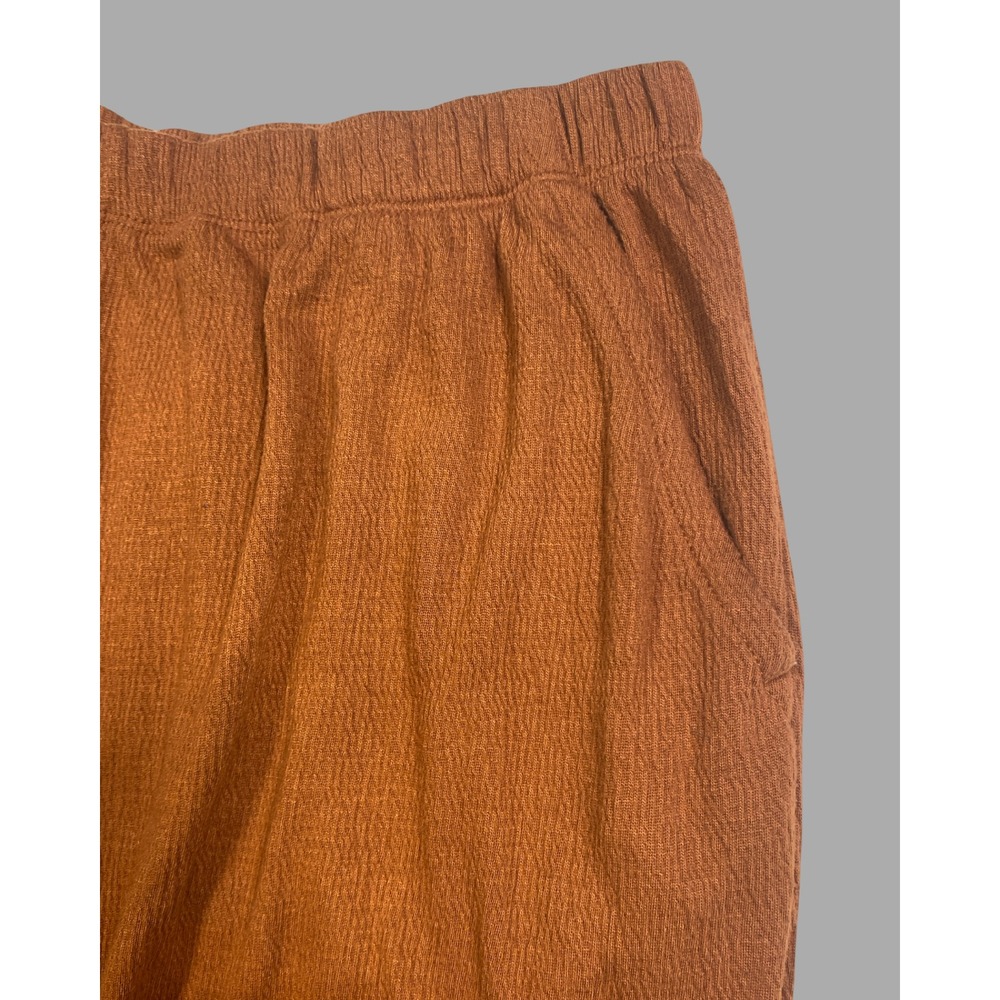Womens Rust Orange Wide Leg Lounge Pants Textured Size M Travel Minimalist - Picture 6 of 10